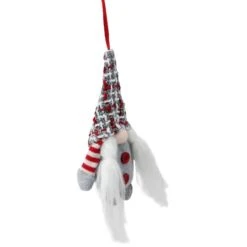 Northlight 6" Gray & Red Plaid Santa's Helper Gnome Hat Knit Ornament 7 Northlight 6" Gray & Red Plaid Santa's Helper Gnome Hat Knit Ornament -Northlight Sale Store D491072S 3