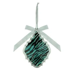 Teal Green & Black Glitter Zebra Print Teardrop Prism Ornament 5 Teal Green & Black Glitter Zebra Print Teardrop Prism Ornament -Northlight Sale Store D491073S 2