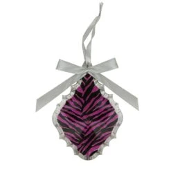 5.5" Glittered Magenta Pink Zebra Print Teardrop Prism Christmas Ornament -Northlight Sale Store D491077S 2