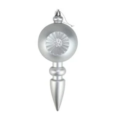 4ct. 7.5" Matte Silver Retro Reflector Shatterproof Christmas Finial Ornaments