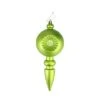 4ct. 7.5" Matte Green Kiwi Retro Reflector Shatterproof Christmas Finial Ornaments