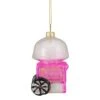 Northlight 3.5" Pink, White & Gold Cotton Candy Machine Glass Christmas Ornament