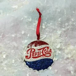 Northlight 3" Sequined & Glitter Blue & Red "PEPSI COLA" Bottle Cap Logo Christmas Ornament -Northlight Sale Store D491086S 2
