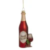 Northlight 6" Matte Red Wine Country Glass Bottle Christmas Ornament
