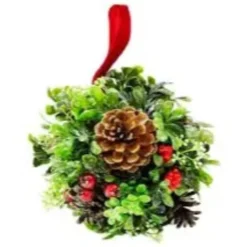 Northlight 7" Green & Red Glitter Berry Pine Cone Topiary Ball Ornament 7 Northlight 7" Green & Red Glitter Berry Pine Cone Topiary Ball Ornament -Northlight Sale Store D491089S 3