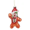 Northlight 5" Gingerbread Man With Santa Hat Hanging Glass Christmas Ornament