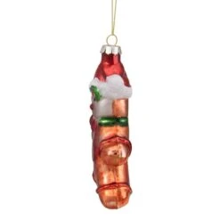 Northlight 5" Gingerbread Man With Santa Hat Hanging Glass Christmas Ornament -Northlight Sale Store D491096S 4