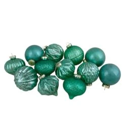 Northlight 12ct. 3" Glitter & Matte Green Finial & Glass Ball Christmas Ornaments 7 Northlight 12ct. 3" Glitter & Matte Green Finial & Glass Ball Christmas Ornaments -Northlight Sale Store D491099S 11