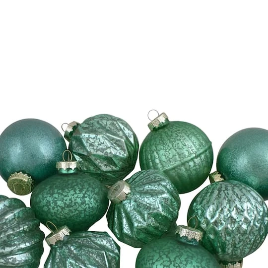 Northlight 12ct. 3" Glitter & Matte Green Finial & Glass Ball Christmas Ornaments 4 Northlight 12ct. 3" Glitter & Matte Green Finial & Glass Ball Christmas Ornaments - Image 4