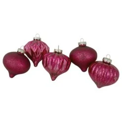 Northlight 12ct. 3" Glitter & Matte Magenta Pink Finial & Glass Ball Christmas Ornaments 7 Northlight 12ct. 3" Glitter & Matte Magenta Pink Finial & Glass Ball Christmas Ornaments -Northlight Sale Store D491101S 2