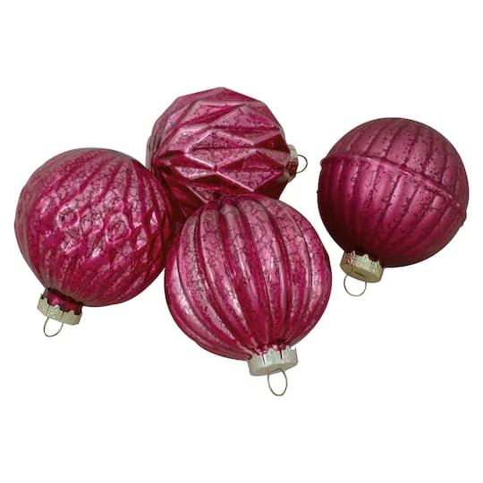 Northlight 12ct. 3" Glitter & Matte Magenta Pink Finial & Glass Ball Christmas Ornaments 5 Northlight 12ct. 3" Glitter & Matte Magenta Pink Finial & Glass Ball Christmas Ornaments - Image 5