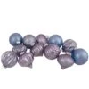 Northlight 12ct. 3" Glitter & Matte Purple Tone Finial & Glass Ball Christmas Ornaments