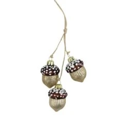 Northlight 9" Shiny Brown And Gold Trio Of Acorns Glass Ornament -Northlight Sale Store D491113S 2