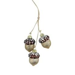 Northlight 9" Shiny Brown And Gold Trio Of Acorns Glass Ornament -Northlight Sale Store D491113S 3