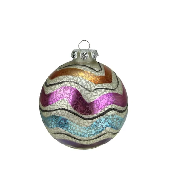 Northlight 4.5" Shiny White Striped Merry & Bright Glass Ball Ornament 1 Northlight 4.5" Shiny White Striped Merry & Bright Glass Ball Ornament