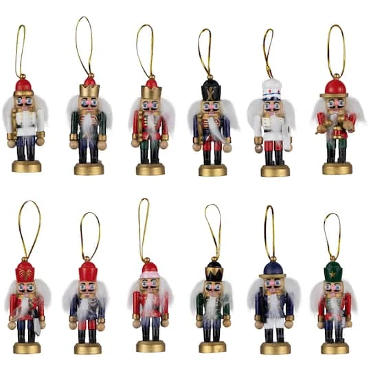 Northlight 12ct. 3.25" Multicolor Nutcracker Wood Ornaments 2 Northlight 12ct. 3.25" Multicolor Nutcracker Wood Ornaments - Image 2