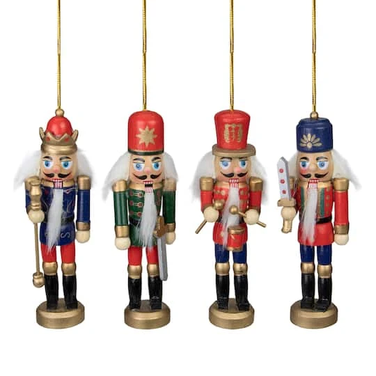 Northlight 4ct. 5" Multicolor Nutcracker Wood Ornaments 2 Northlight 4ct. 5" Multicolor Nutcracker Wood Ornaments - Image 2