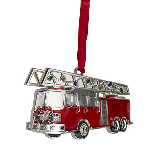 Northlight Silver Plated Fire Truck Crystal Embellished Ornament 1 Northlight Silver Plated Fire Truck Crystal Embellished Ornament