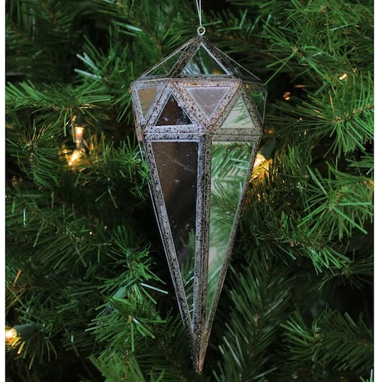 Northlight 10.5" Silver And Clear Mirrored Geometric Framed Drop Ornament 5 Northlight 10.5" Silver And Clear Mirrored Geometric Framed Drop Ornament - Image 5