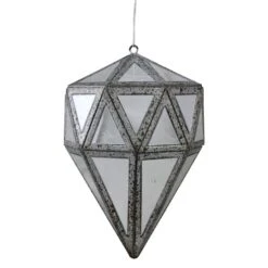 Northlight 5.5" Silver And Clear Mirrored Framed Geometric Drop Ornament