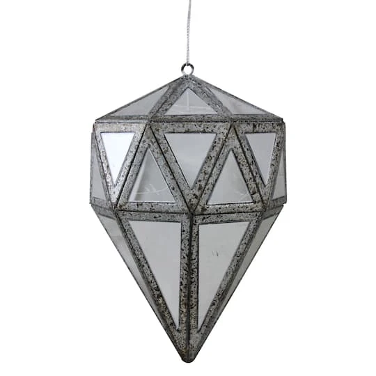 Northlight 5.5" Silver And Clear Mirrored Framed Geometric Drop Ornament 1 Northlight 5.5" Silver And Clear Mirrored Framed Geometric Drop Ornament