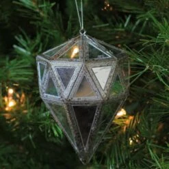 Northlight 5.5" Silver And Clear Mirrored Framed Geometric Drop Ornament 9 Northlight 5.5" Silver And Clear Mirrored Framed Geometric Drop Ornament -Northlight Sale Store D491136S 4