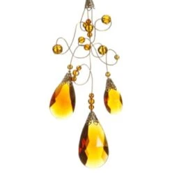 Amber And Gold Beaded Teardrop Ornament -Northlight Sale Store D491139S 2