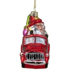 Northlight 4" Red Fire Truck With Santa & Presents Glass Christmas Ornament -Northlight Sale Store D491146S 3