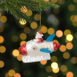 Northlight 4.5" Santa In A Silver Rocket Ship Glass Christmas Ornament -Northlight Sale Store D491148S 12