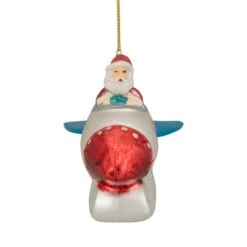 Northlight 4.5" Santa In A Silver Rocket Ship Glass Christmas Ornament -Northlight Sale Store D491148S 13