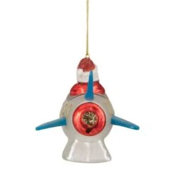 Northlight 4.5" Santa In A Silver Rocket Ship Glass Christmas Ornament -Northlight Sale Store D491148S 15