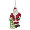 Northlight 5.5" Red Classic Santa With Tree Hanging Glass Christmas Ornament
