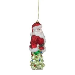 Northlight 5.5" Red Classic Santa With Tree Hanging Glass Christmas Ornament -Northlight Sale Store D491149S 4