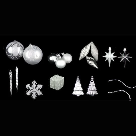 Northlight 125ct 5.5" Splendor Silver Shatterproof 4-Finish Christmas Ornaments 5 Northlight 125ct 5.5" Splendor Silver Shatterproof 4-Finish Christmas Ornaments - Image 5