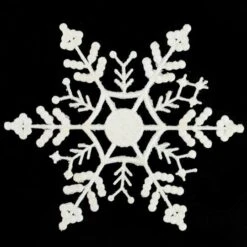 Northlight 12ct. 6.25" White Glitter Snowflake Hanging Christmas Ornaments