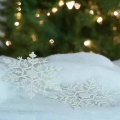 Northlight 12ct. 6.25" White Glitter Snowflake Hanging Christmas Ornaments -Northlight Sale Store D491157S 3
