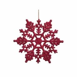Northlight 24ct. 4" Berry Red Glitter Snowflake Christmas Ornaments