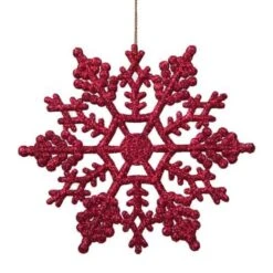 Northlight 24ct. 4" Berry Red Glitter Snowflake Christmas Ornaments -Northlight Sale Store D491159S 3
