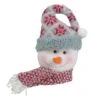 Northlight 11" Gray & Red Plush Knit Snowman Head Christmas Ornament