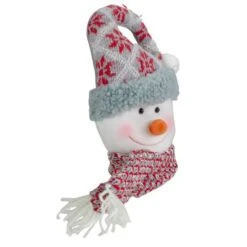 Northlight 11" Gray & Red Plush Knit Snowman Head Christmas Ornament -Northlight Sale Store D491162S 3
