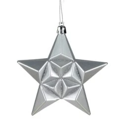 12ct. 5" Glitter & Matte Silver Splendor Shatterproof Star Christmas Ornaments