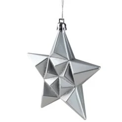 12ct. 5" Glitter & Matte Silver Splendor Shatterproof Star Christmas Ornaments -Northlight Sale Store D491165S 2