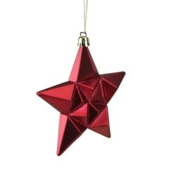 12ct. 5" Glitter Matte Red & Gold Star Shatterproof Christmas Ornaments -Northlight Sale Store D491166S 2