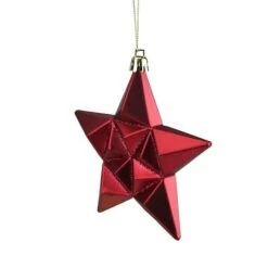 12ct. 5" Glitter Matte Red & Gold Star Shatterproof Christmas Ornaments -Northlight Sale Store D491166S 3