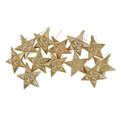 12ct. 5" Glitter & Matte Vegas Gold Shatterproof Christmas Star Ornaments -Northlight Sale Store D491167S 3