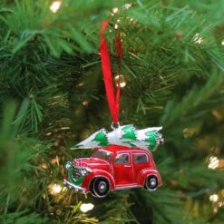 Northlight 3" Red & White Car With Tree Christmas Ornament -Northlight Sale Store D491168S 3