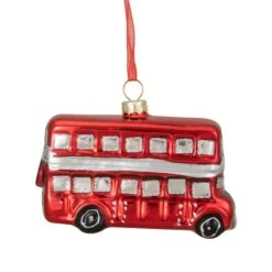 Northlight 4" Shiny Metallic Red & Silver Glass Double Decker Bus Christmas Ornament -Northlight Sale Store D491173S 11