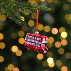 Northlight 4" Shiny Metallic Red & Silver Glass Double Decker Bus Christmas Ornament -Northlight Sale Store D491173S 12