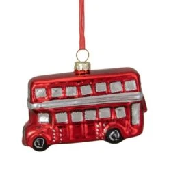 Northlight 4" Shiny Metallic Red & Silver Glass Double Decker Bus Christmas Ornament -Northlight Sale Store D491173S 2
