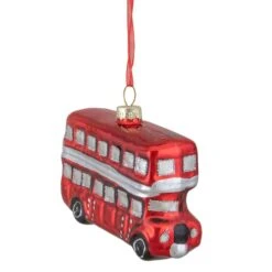 Northlight 4" Shiny Metallic Red & Silver Glass Double Decker Bus Christmas Ornament -Northlight Sale Store D491173S 3